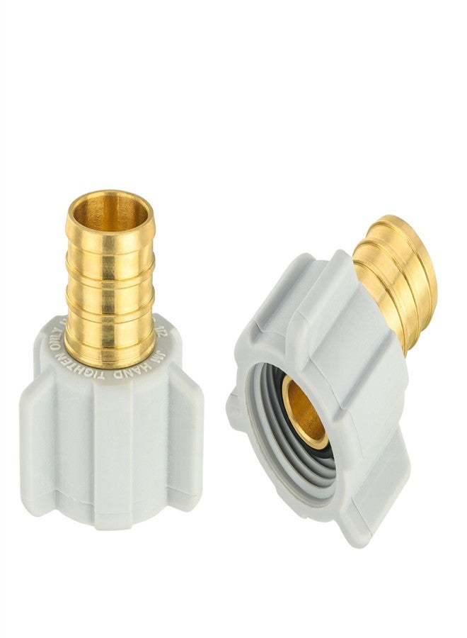 EFIELD (Pack of 2) EFIELD Pex 3/4" Pex x 1/2" Female NPT Swivel Adapter Barb Crimp Brass Pex Fittings, ASTM F1807 (2),(PEX1807305) - Image 1